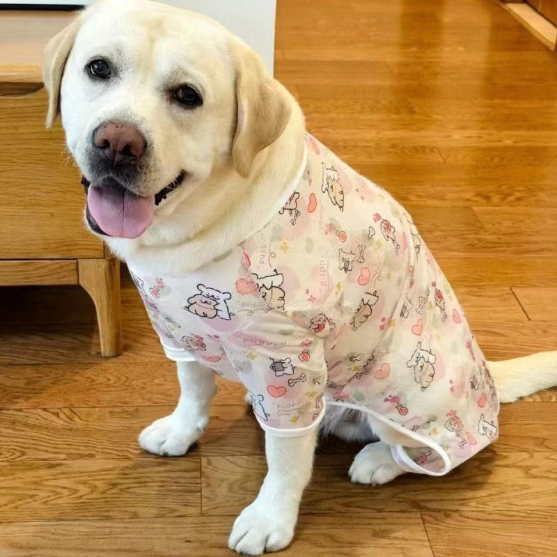 Costum pentru patru labe pentru câini mari, țesătură respirabilă tip plasă, vară, protecție solară, pentru Golden Retriever, Labrador și Border Collie