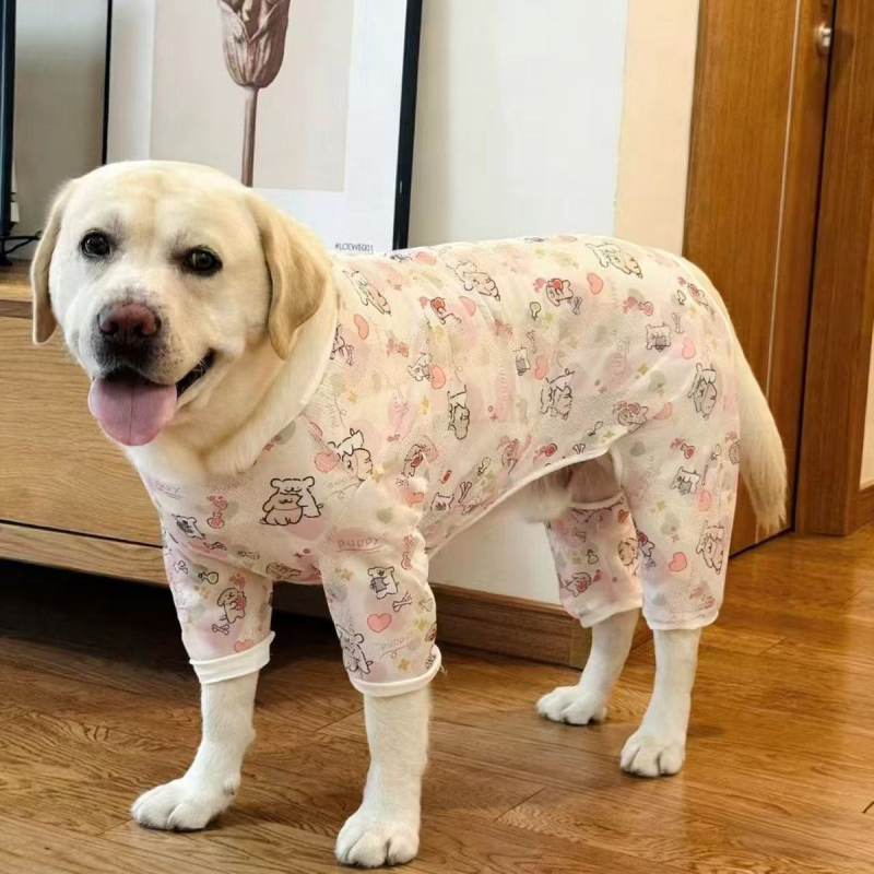 Costum pentru patru labe pentru câini mari, țesătură respirabilă tip plasă, vară, protecție solară, pentru Golden Retriever, Labrador și Border Collie