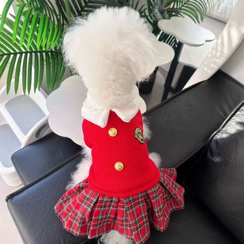 Rochie pentru câini mici, căptușită cu fleece, toamnă–iarna, în stil academie nobilă