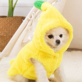 Costum de transformare cu banană pentru câini – haine de toamnă/iarnă pentru animale de companie, stil desen animat