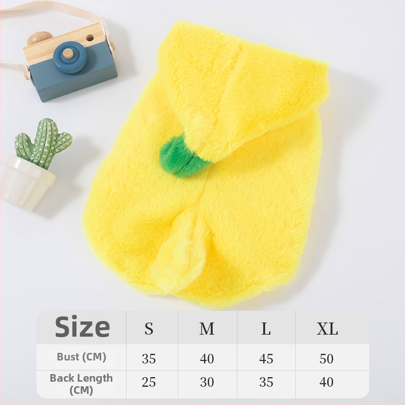 Costum de transformare cu banană pentru câini – haine de toamnă/iarnă pentru animale de companie, stil desen animat