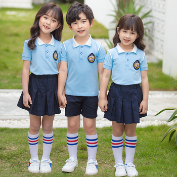 Set uniformă de vară pentru copii pentru școala primară și grădiniță — unisex, stil britanic, look academic (top + pantaloni)