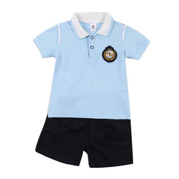 Set uniformă de vară pentru copii pentru școala primară și grădiniță — unisex, stil britanic, look academic (top + pantaloni)