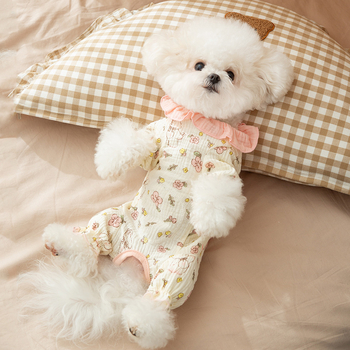 Îmbrăcăminte pentru abdomen din tifon dublu cu dantelă de prințesă pentru câini mici (Bichon Frisé, Teddy) – haine pentru animale de companie toamnă/iarnă