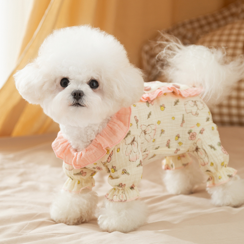 Îmbrăcăminte pentru abdomen din tifon dublu cu dantelă de prințesă pentru câini mici (Bichon Frisé, Teddy) – haine pentru animale de companie toamnă/iarnă