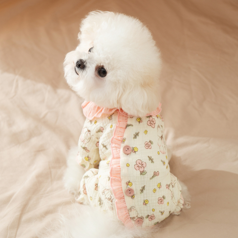 Îmbrăcăminte pentru abdomen din tifon dublu cu dantelă de prințesă pentru câini mici (Bichon Frisé, Teddy) – haine pentru animale de companie toamnă/iarnă