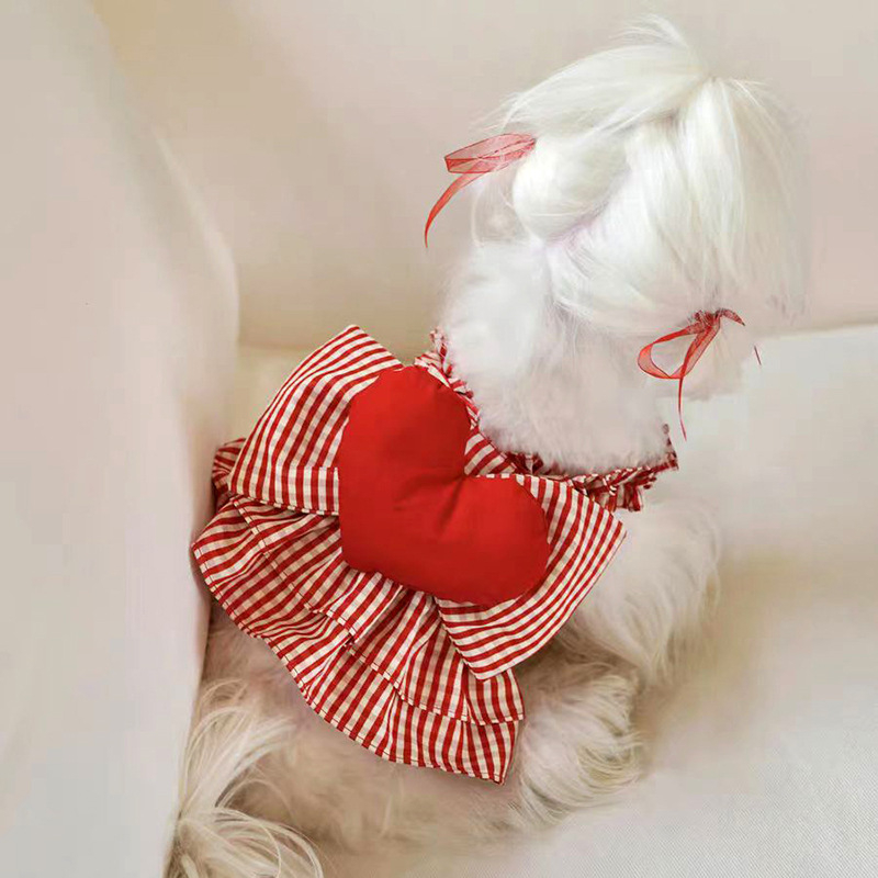 Rochie pentru animale de companie cu fundă pentru Bichon Frisé și Toy Poodle, stil japonez-coreean