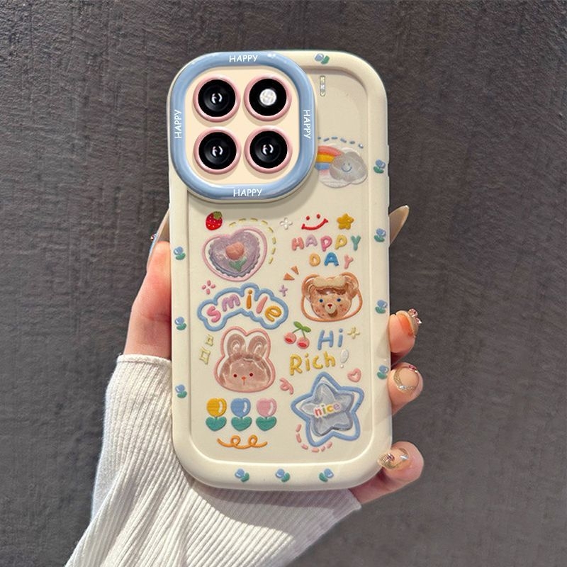 Husă pentru Xiaomi 15 Ultra și 14 Pro – Urs curcubeu desenat, design stilat, lux accesibil