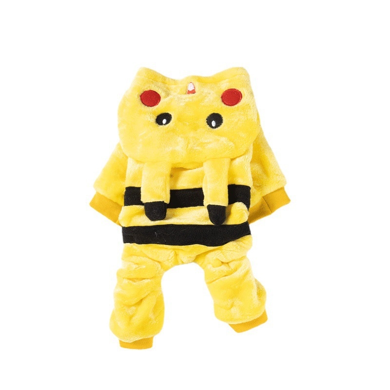 Costum de transformare pentru câini mici, din fleece coral gros, toamnă-iarnă