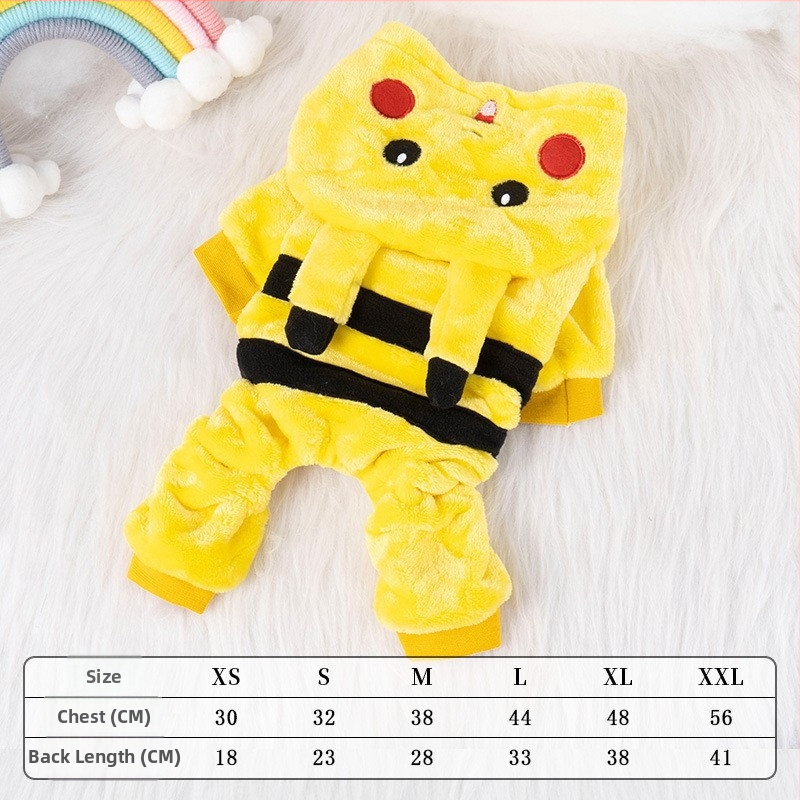 Costum de transformare pentru câini mici, din fleece coral gros, toamnă-iarnă