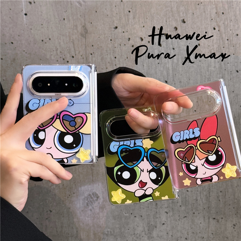 Carcasă pentru telefon în stil INS, cu o fată desen animat care zboară și design cu axă dublă, pentru Huawei Pura X Max cu ecran pliabil