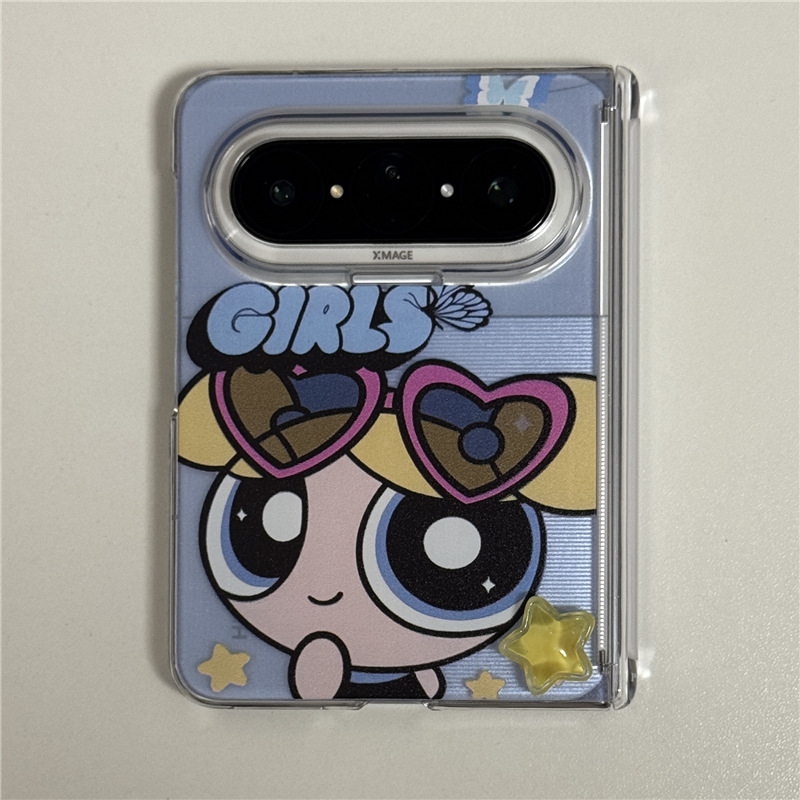Carcasă pentru telefon în stil INS, cu o fată desen animat care zboară și design cu axă dublă, pentru Huawei Pura X Max cu ecran pliabil