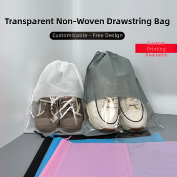 Sac de pantofi din fibră nețesută îmbunătățită, cu fereastră transparentă, pungă cu șnur anti-praf și sacoșă de depozitare pentru pantofi