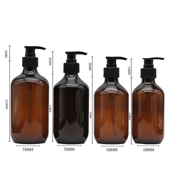Sticlă de șampon și gel de duș, transparentă maro, 300–500 ml, cu pompă