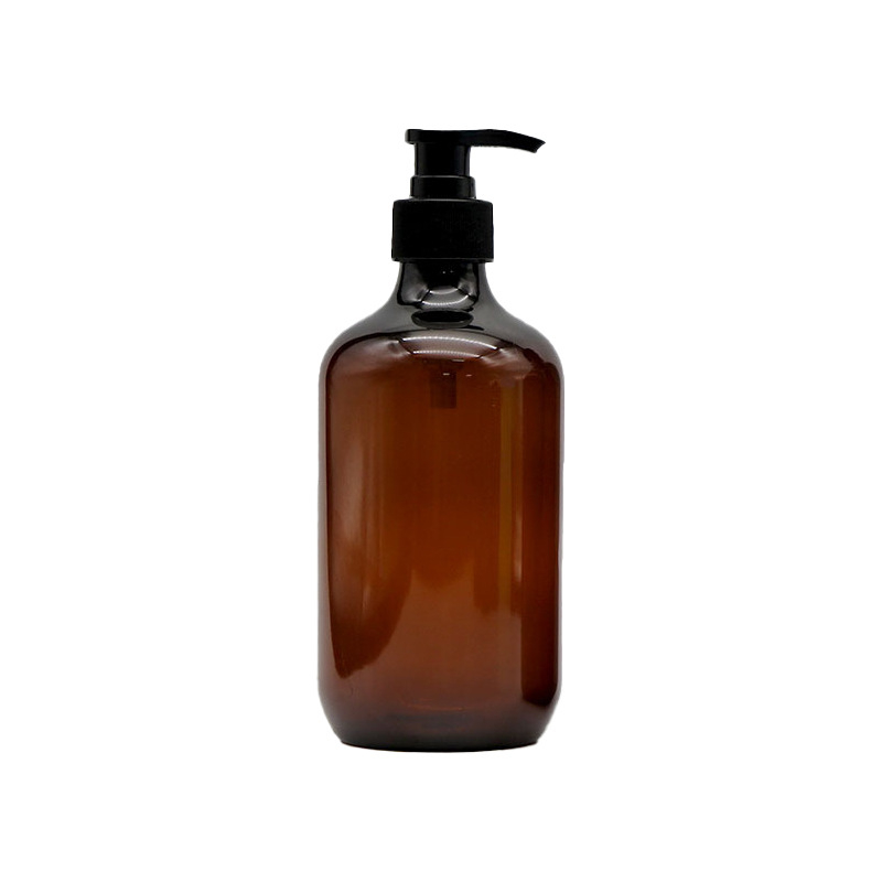 Sticlă de șampon și gel de duș, transparentă maro, 300–500 ml, cu pompă