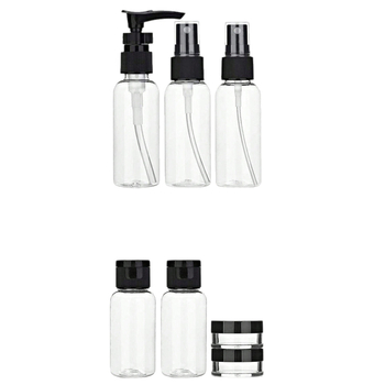Set de 9 recipiente goale de tip dozator pentru călătorii — sticluțe pentru șampon, gel de duș și cosmetice