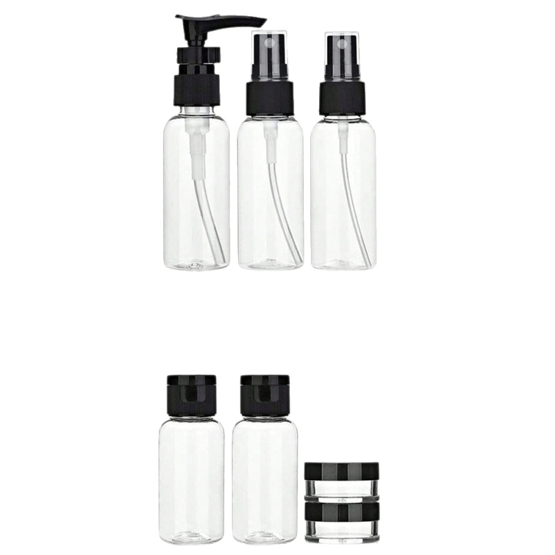 Set de 9 recipiente goale de tip dozator pentru călătorii — sticluțe pentru șampon, gel de duș și cosmetice
