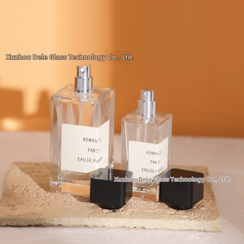 Sticluță de parfum din sticlă pătrată 50 ml/100 ml cu pulverizator, dop bayonet, pentru ambalarea parfumurilor și uleiurilor esențiale