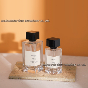 Sticluță de parfum din sticlă pătrată 50 ml/100 ml cu pulverizator, dop bayonet, pentru ambalarea parfumurilor și uleiurilor esențiale
