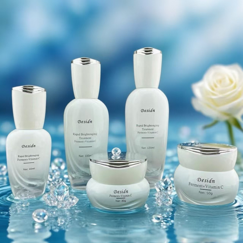 Sticlă de cosmetice din sticlă, 30 g/50 g, set de îngrijire a pielii cu pompă pentru loțiune și cremă