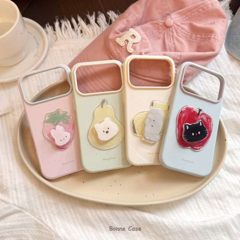 Husă moale din TPU cu design desen animat, cu animal rotativ, pentru iPhone 17, 16 Pro, 15, 14 și 13, disponibilă în roz, verde, albastru și alb antic.