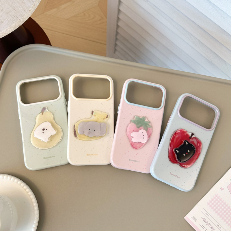 Husă moale din TPU cu design desen animat, cu animal rotativ, pentru iPhone 17, 16 Pro, 15, 14 și 13, disponibilă în roz, verde, albastru și alb antic.