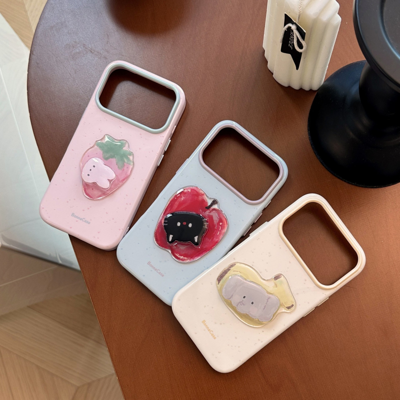 Husă moale din TPU cu design desen animat, cu animal rotativ, pentru iPhone 17, 16 Pro, 15, 14 și 13, disponibilă în roz, verde, albastru și alb antic.