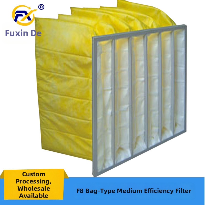Filtru de aer de eficiență medie, tip sac F8, cadru din aluminiu pentru sistem de ventilație, element filtrant lavabil