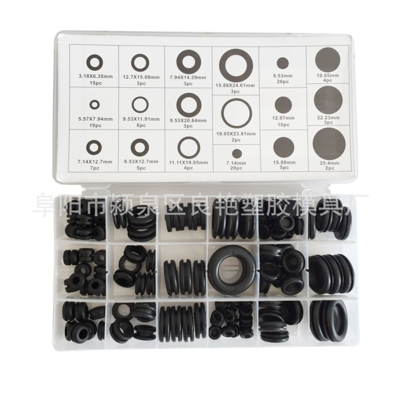 Set de 125 gromete negre cu O-ring, etanșare pentru cabluri