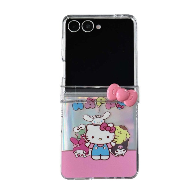 Husă protecție cu pisică desen animat pentru Samsung Galaxy Z Flip7/Z Flip6, stil Insta drăguț