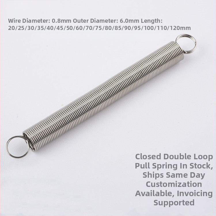 Spiră de extensie cu capăt închis, 0,8 × 6 mm, oțel inoxidabil 304, fabricație conform desenelor