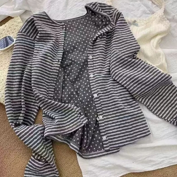 Cardigan pentru copii în stil coreean, cu dungi, din bumbac ușor, unisex, 3–8 ani