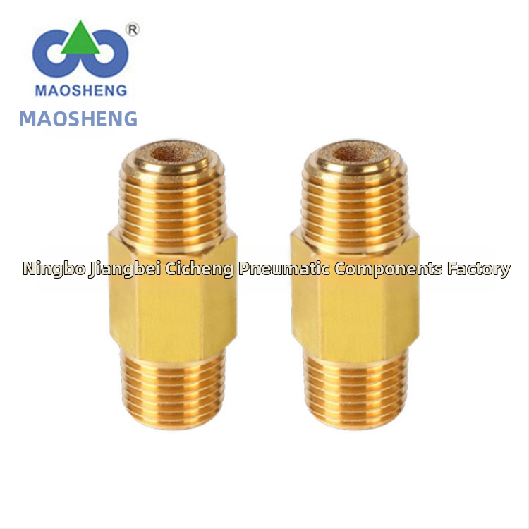 Conector din cupru filetat, tip ASP, cu două capete, silenciator pentru supape pneumatice cu electromagnet, componente, reducere zgomot, dimensiuni 6/8/10/15