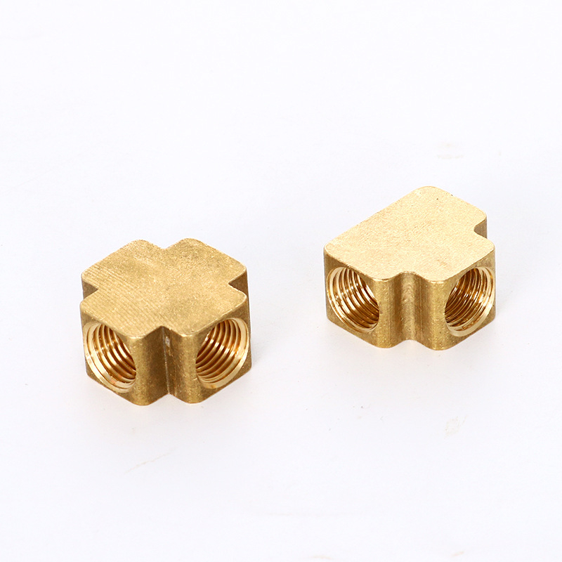 Conector pneumatic din cupru cu filet intern, bloc pătrat, patru-porturi și trei-porturi