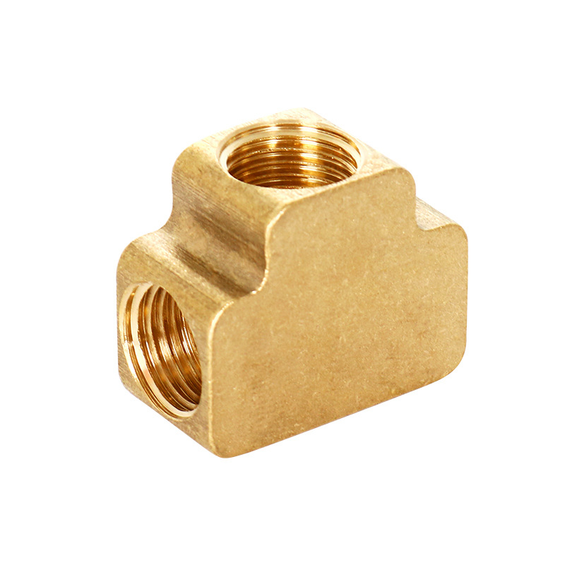 Conector pneumatic din cupru cu filet intern, bloc pătrat, patru-porturi și trei-porturi