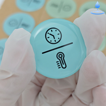 Etichetă transparentă din rășină epoxidică pentru medicamente, semnal verde, logo de farmacie personalizat, autocolant cu ștampilare la cald