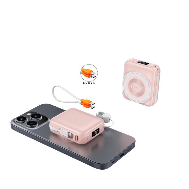 Baterie externă 3 în 1 cu încărcare rapidă și încărcare magnetică, 10000 mAh, cu cablu, pentru telefoane, căști și ceasuri