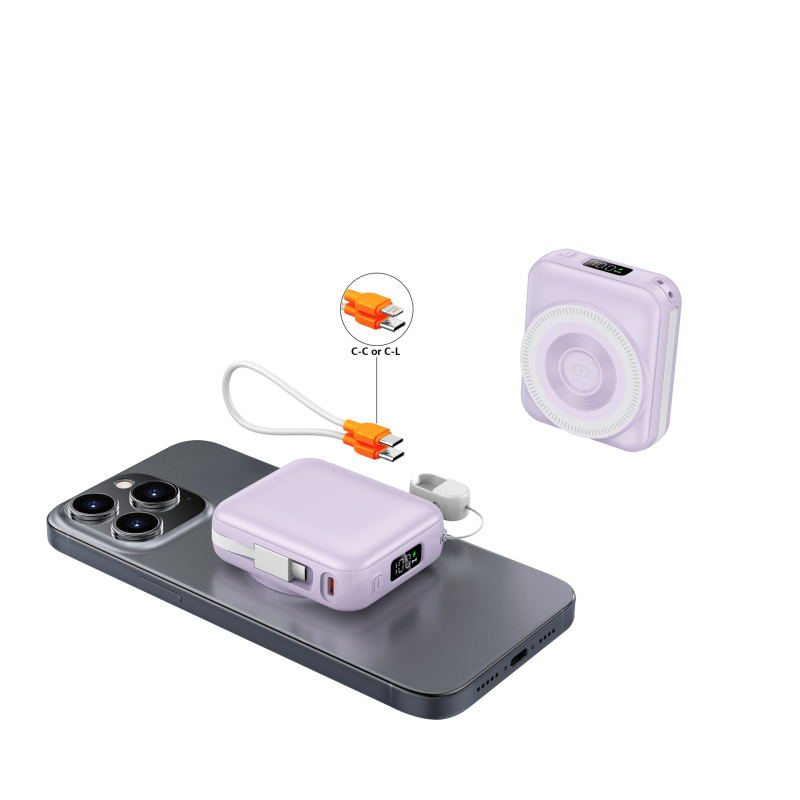 Baterie externă 3 în 1 cu încărcare rapidă și încărcare magnetică, 10000 mAh, cu cablu, pentru telefoane, căști și ceasuri