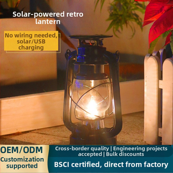 Felinar solar din sticlă pentru camping – lanternă impermeabilă pentru exterior, reîncărcabilă, lumină ambientală pentru cort, stil lampă kerosenă