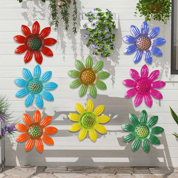 Decorațiune de perete din fier pentru exterior, grădină și curte, motiv floral cu păsări, stil pastoral