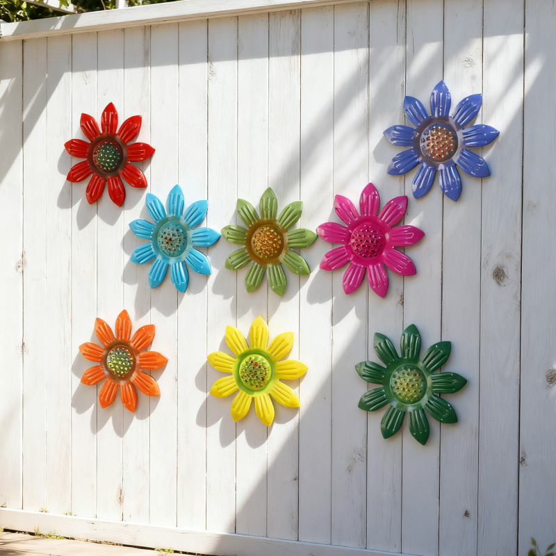 Decorațiune de perete din fier pentru exterior, grădină și curte, motiv floral cu păsări, stil pastoral