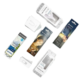 Cutie de ambalaj cosmetic personalizată, cu fereastră, carton alb, imprimare laminată, logo