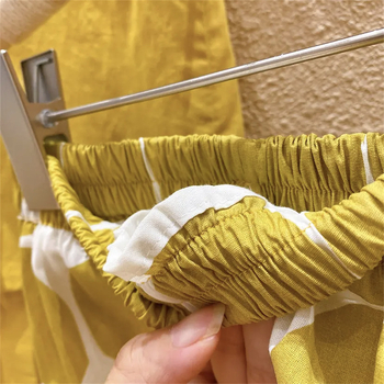 Set din două piese pentru fete, stil coreean, din bumbac, vară: top fără mâneci și pantaloni lantern cu buline