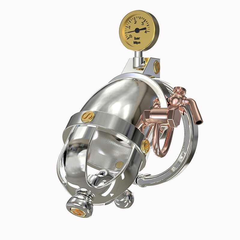 Dispozitiv de castitate din metal, stil steampunk, roată manuală, pentru adulți Gen 1