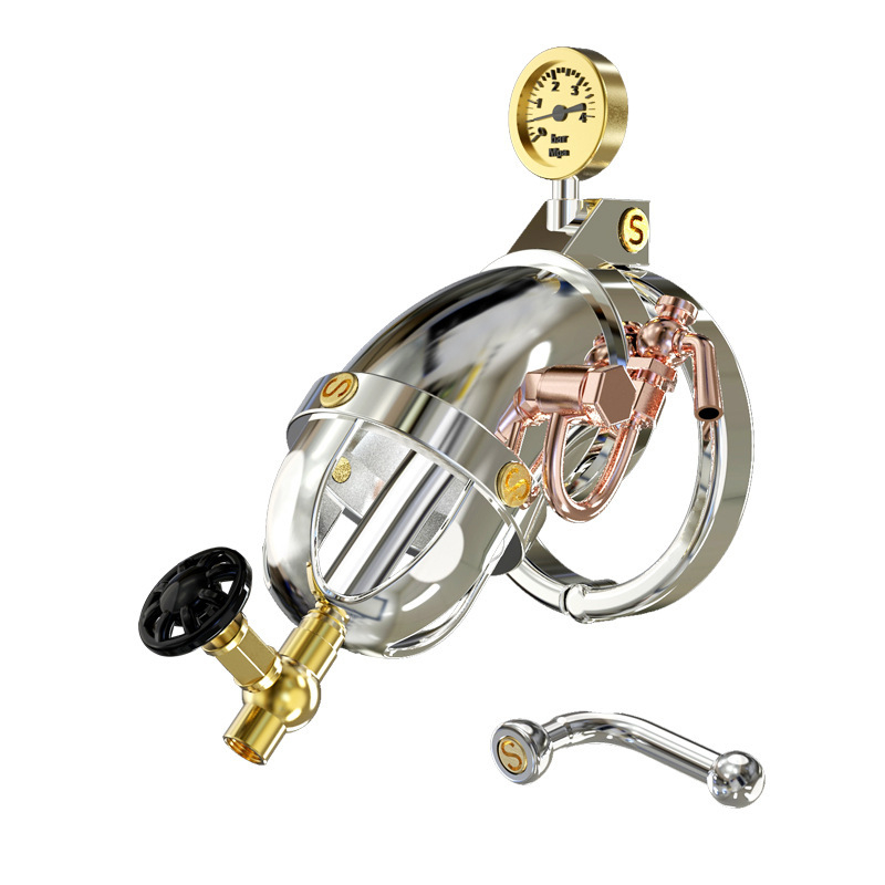 Dispozitiv de castitate din metal, stil steampunk, roată manuală, pentru adulți Gen 1