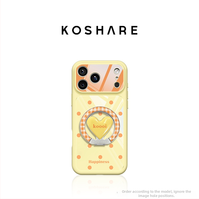 Carcasă de protecție în stil coreean, inspirată de Instagram, cu suport inimă cu buline pentru iPhone 17 Pro Max și iPhone 15, SKU 16