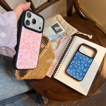 Bonbon serie floral vintage — stil coreean delicat, look Instagram, husă de telefon ușoară, cu deschidere mare pentru cameră și margine mată