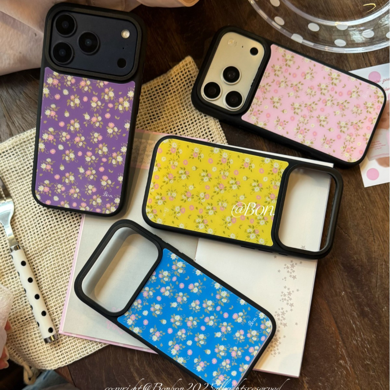 Bonbon serie floral vintage — stil coreean delicat, look Instagram, husă de telefon ușoară, cu deschidere mare pentru cameră și margine mată