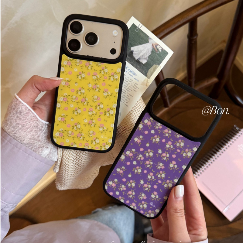 Bonbon serie floral vintage — stil coreean delicat, look Instagram, husă de telefon ușoară, cu deschidere mare pentru cameră și margine mată