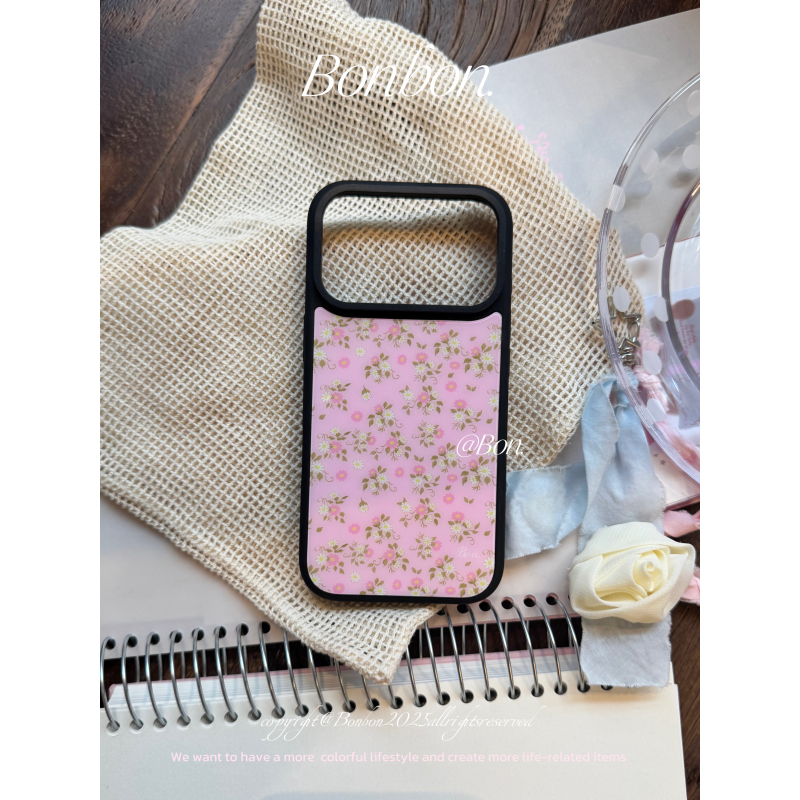 Bonbon serie floral vintage — stil coreean delicat, look Instagram, husă de telefon ușoară, cu deschidere mare pentru cameră și margine mată